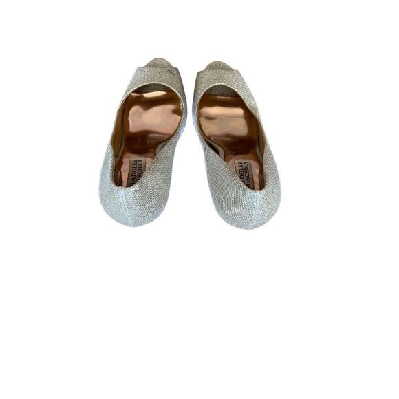 Badgley Mischka Womens Silver Ponderosa Platform Peep Toe High Heel Pump 7.5 - Picture 7 of 8